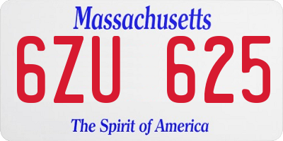 MA license plate 6ZU625