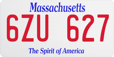 MA license plate 6ZU627