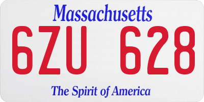 MA license plate 6ZU628