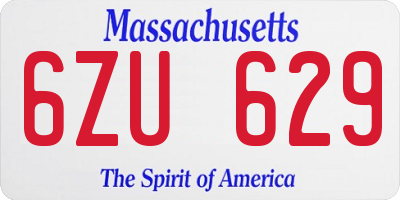 MA license plate 6ZU629
