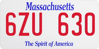 MA license plate 6ZU630