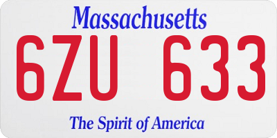 MA license plate 6ZU633