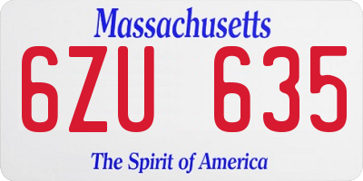 MA license plate 6ZU635