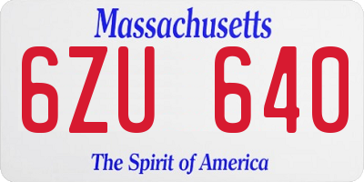 MA license plate 6ZU640