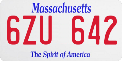MA license plate 6ZU642