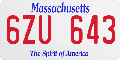 MA license plate 6ZU643