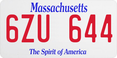 MA license plate 6ZU644