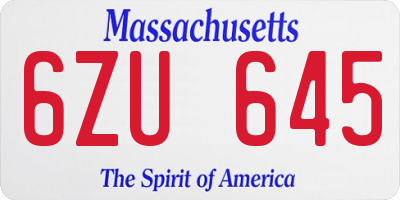 MA license plate 6ZU645