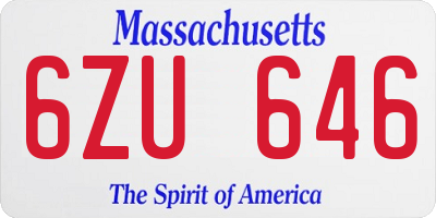 MA license plate 6ZU646