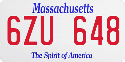 MA license plate 6ZU648