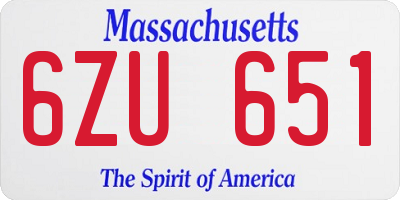 MA license plate 6ZU651