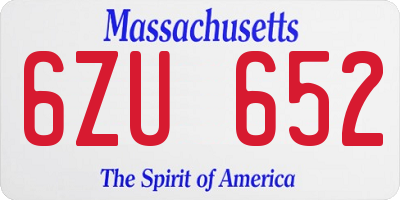 MA license plate 6ZU652
