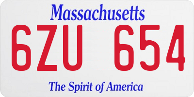 MA license plate 6ZU654