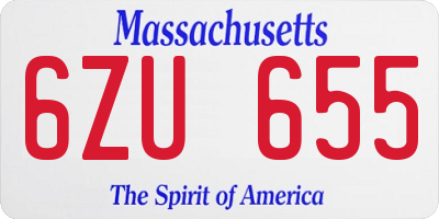 MA license plate 6ZU655
