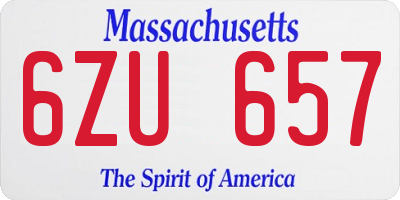 MA license plate 6ZU657