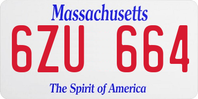 MA license plate 6ZU664