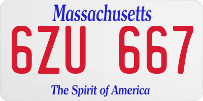 MA license plate 6ZU667