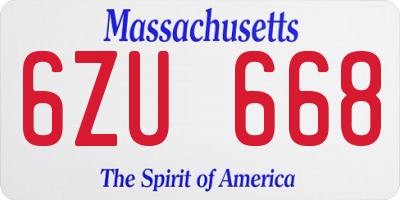 MA license plate 6ZU668
