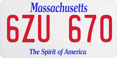 MA license plate 6ZU670