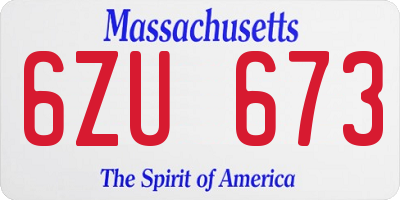 MA license plate 6ZU673