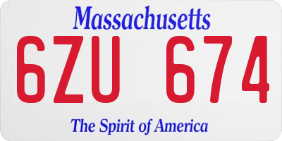 MA license plate 6ZU674