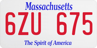 MA license plate 6ZU675