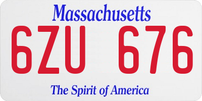 MA license plate 6ZU676