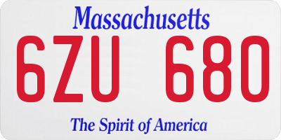 MA license plate 6ZU680