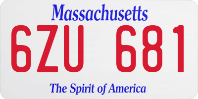 MA license plate 6ZU681