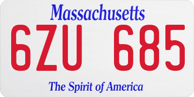 MA license plate 6ZU685