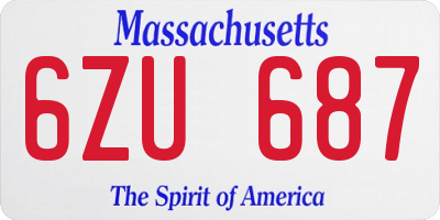 MA license plate 6ZU687