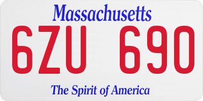 MA license plate 6ZU690