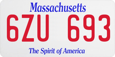 MA license plate 6ZU693