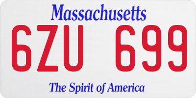 MA license plate 6ZU699