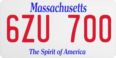 MA license plate 6ZU700
