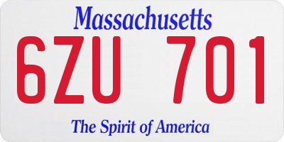 MA license plate 6ZU701