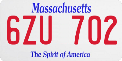 MA license plate 6ZU702