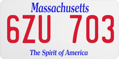 MA license plate 6ZU703