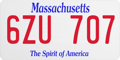 MA license plate 6ZU707