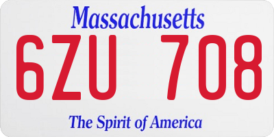 MA license plate 6ZU708