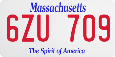 MA license plate 6ZU709