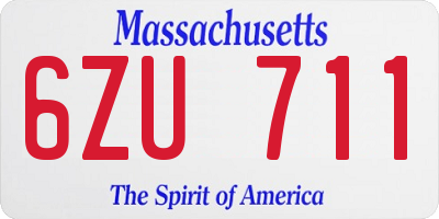 MA license plate 6ZU711