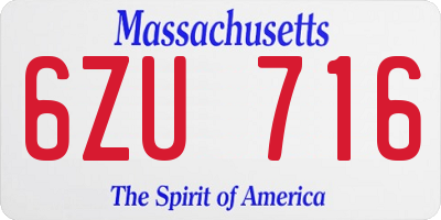 MA license plate 6ZU716