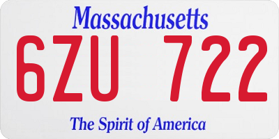 MA license plate 6ZU722