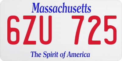 MA license plate 6ZU725
