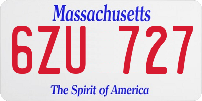 MA license plate 6ZU727