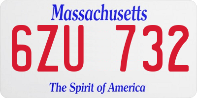 MA license plate 6ZU732