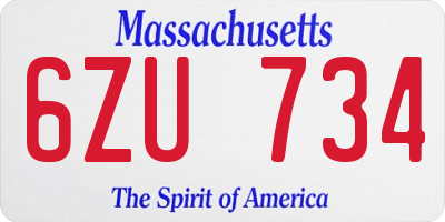 MA license plate 6ZU734