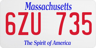 MA license plate 6ZU735