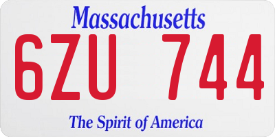 MA license plate 6ZU744